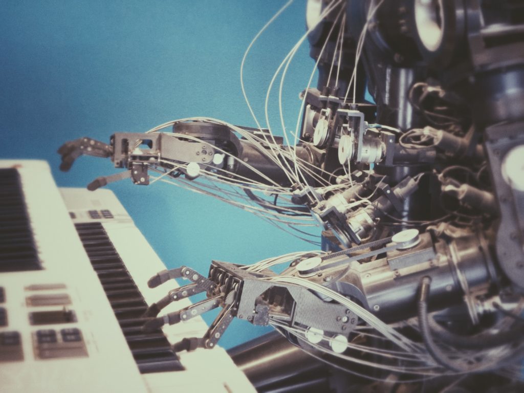 artistic creation robot playing piano